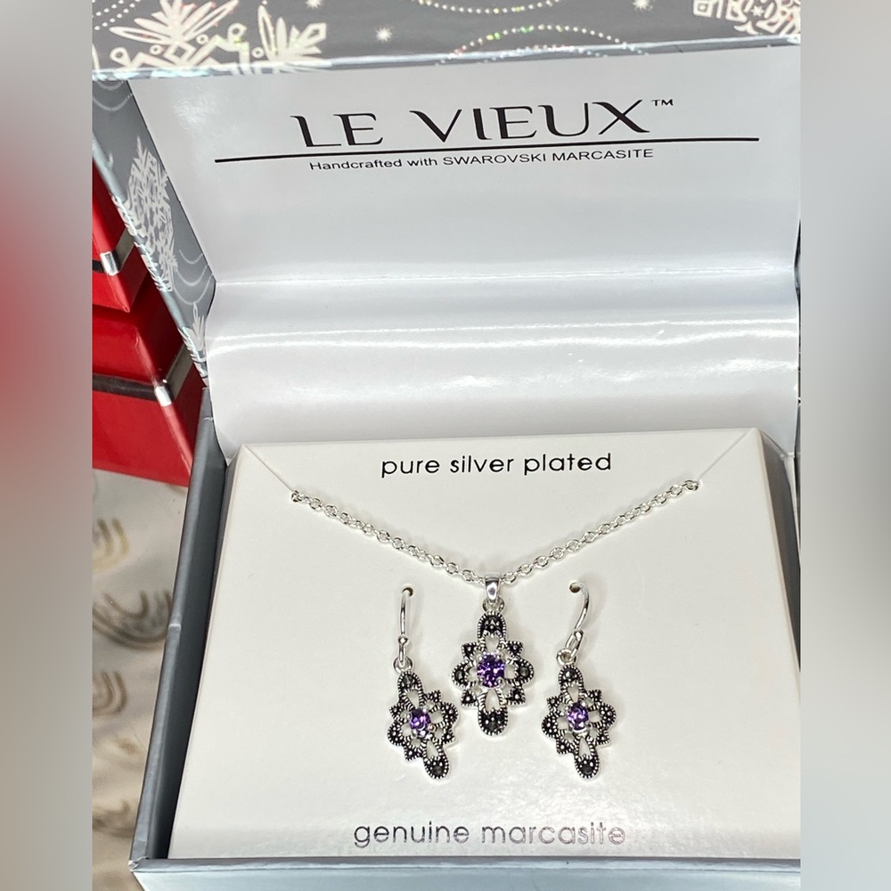 Silver and Purple Earrings